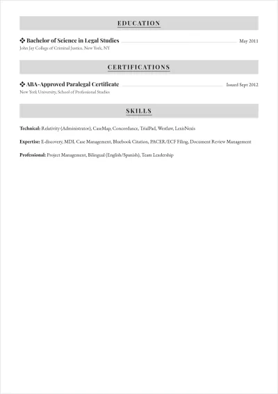 Free Paralegal ATS Resume Template, AI Resume Builder