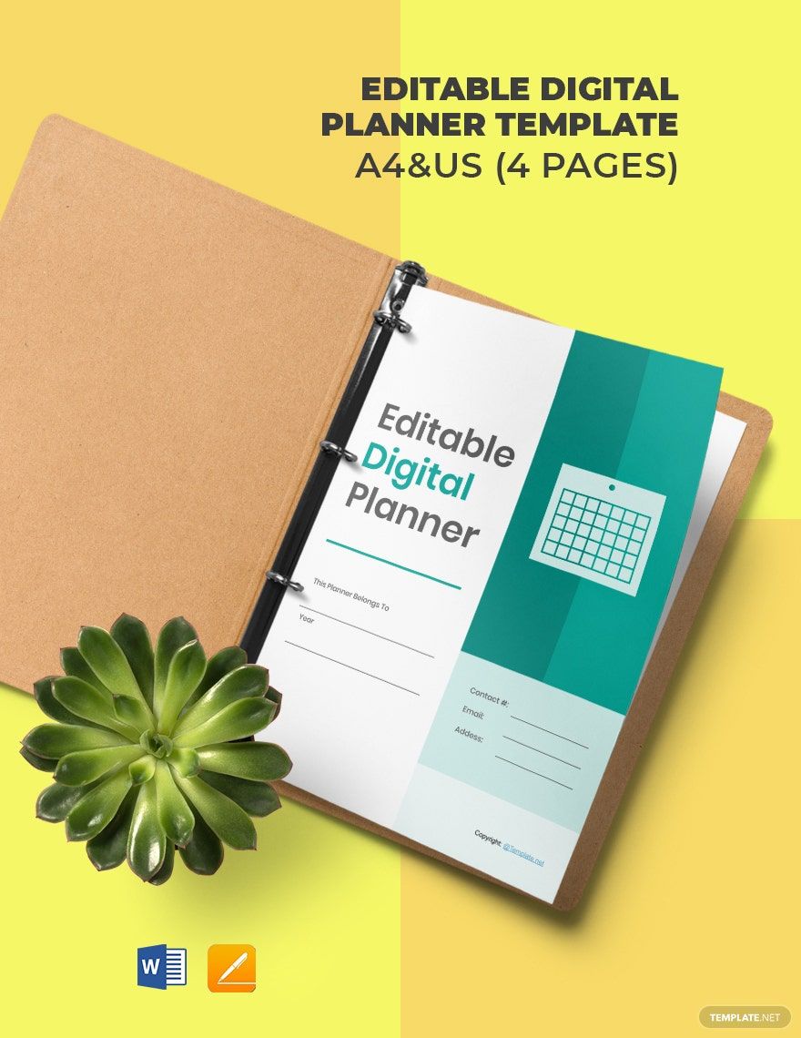 Editable Digital Planner Template in Word, Google Docs, PDF, Apple Pages