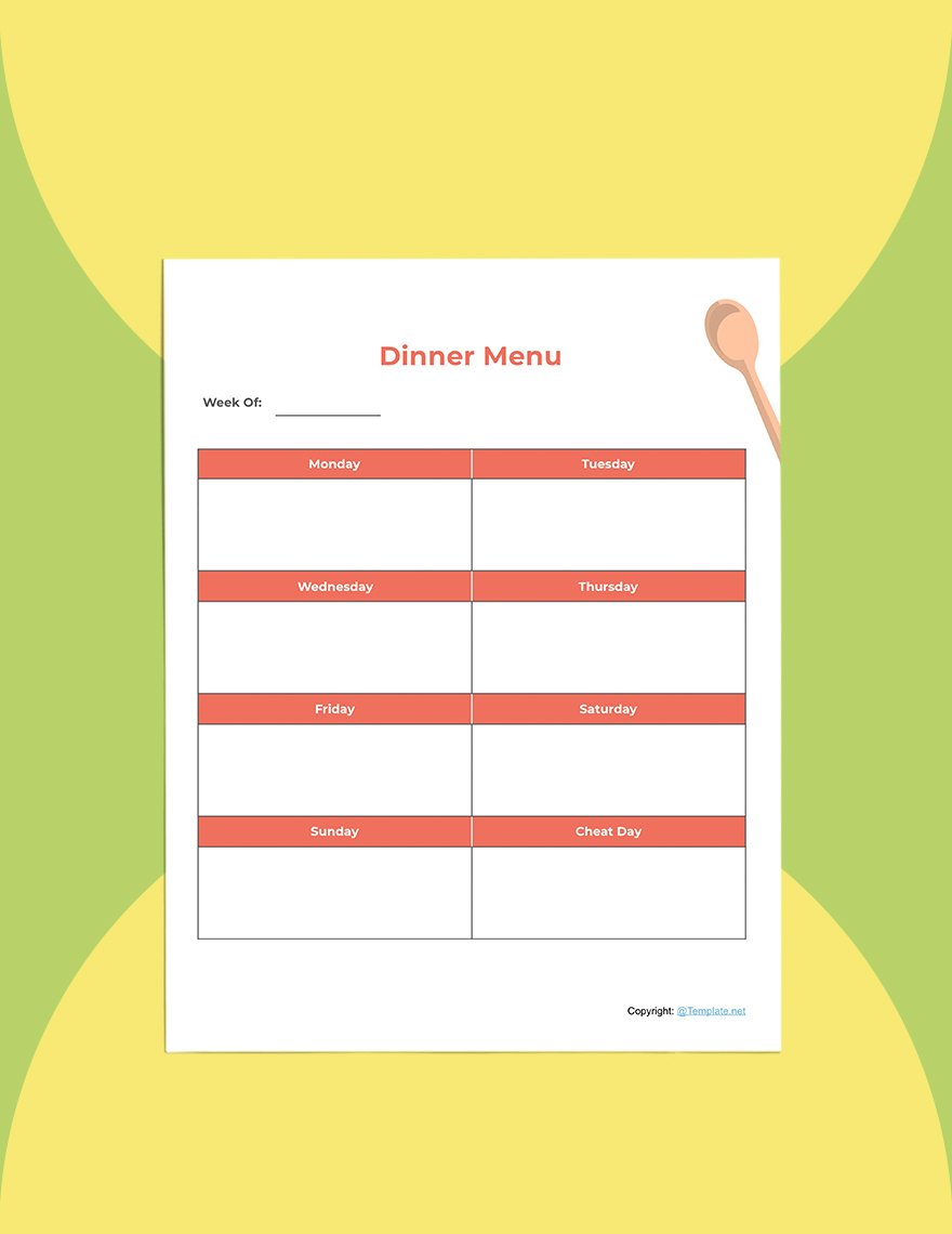Editable Food Planner template Format