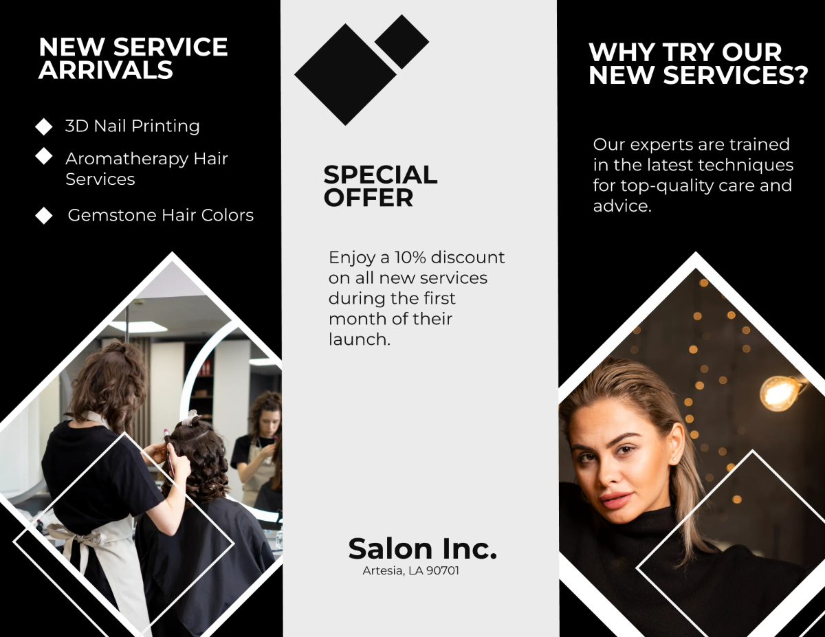 Free Salon New Arrivals Brochure Template to Edit Online