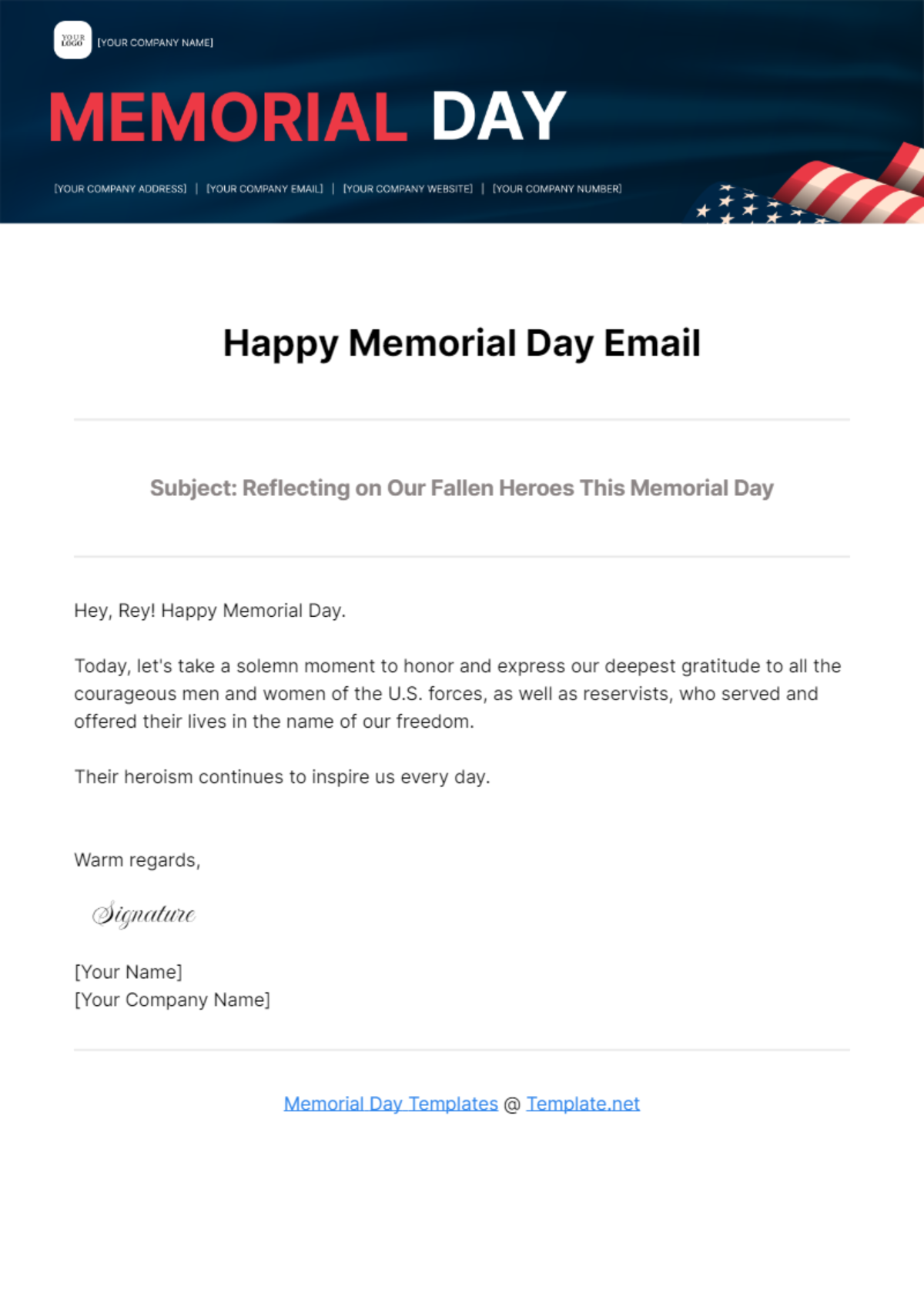 Free Happy Memorial Day Email Template