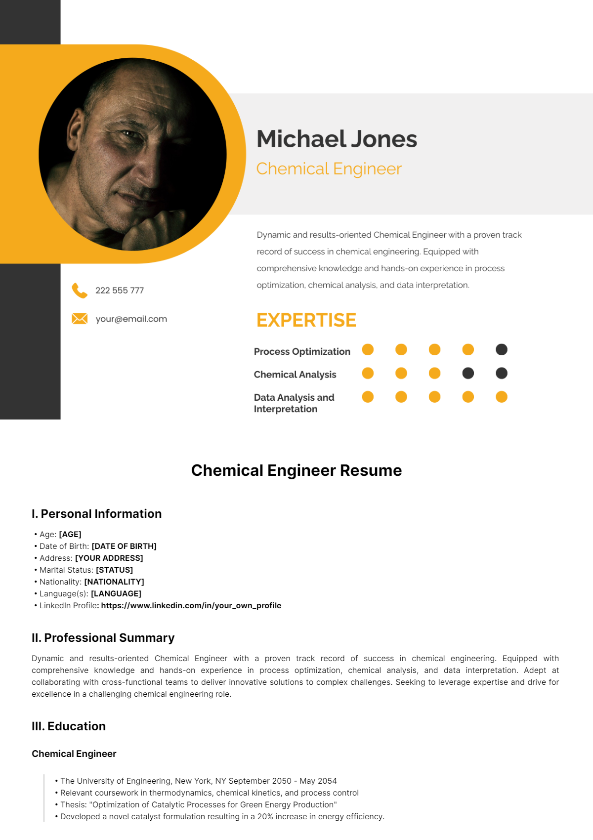 Free Chemical Engineer Resume Template