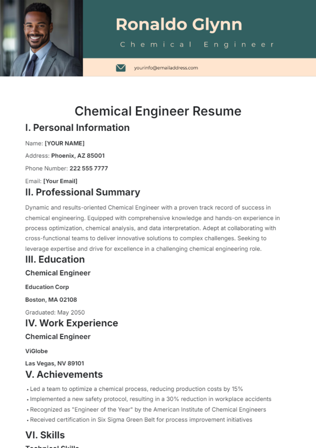 Chemical Engineer Resume Template - Edit Online & Download