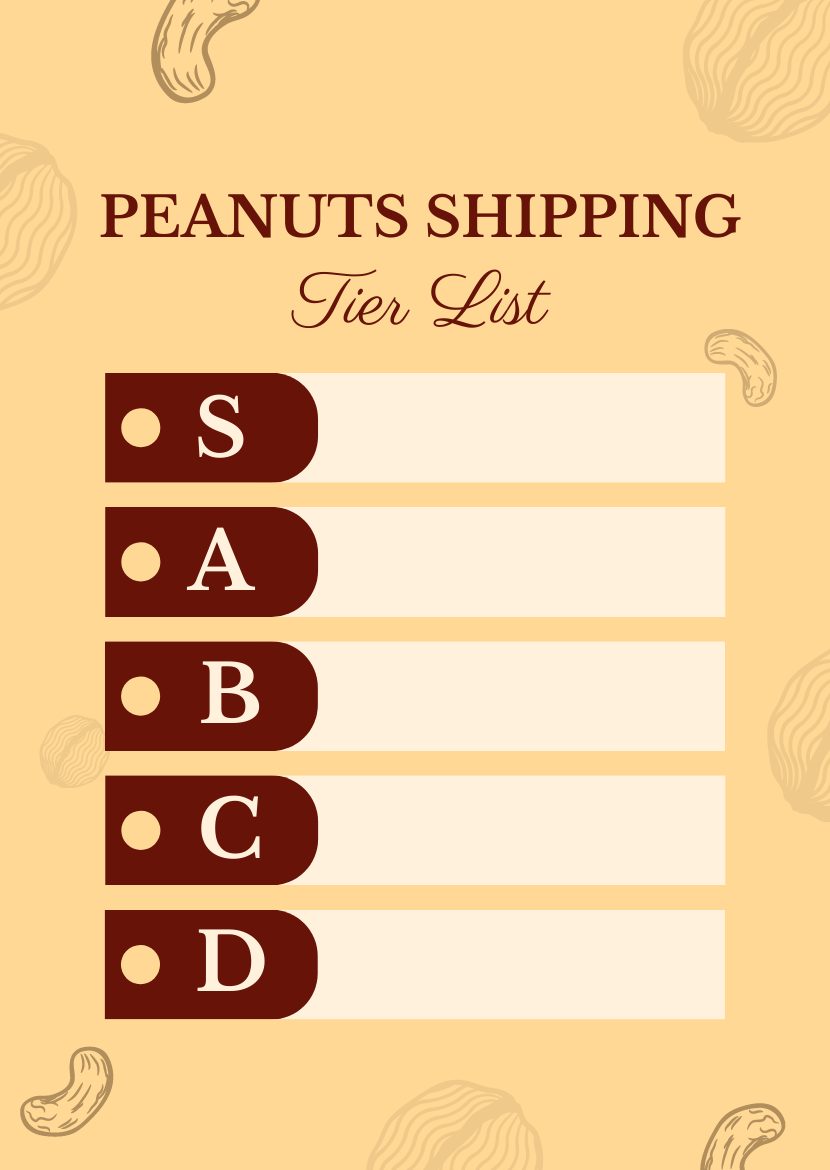 Peanuts Shipping Tier List Template