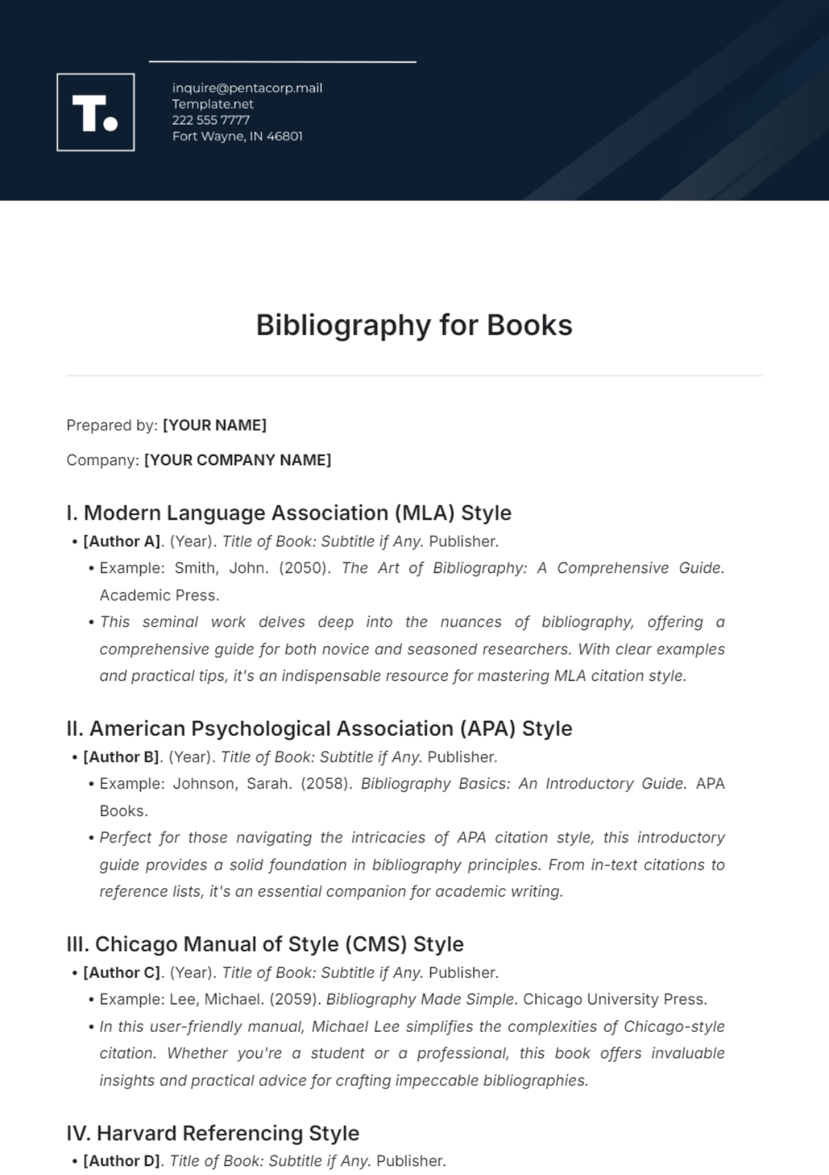 Bibliography for Books Template - Edit Online & Download