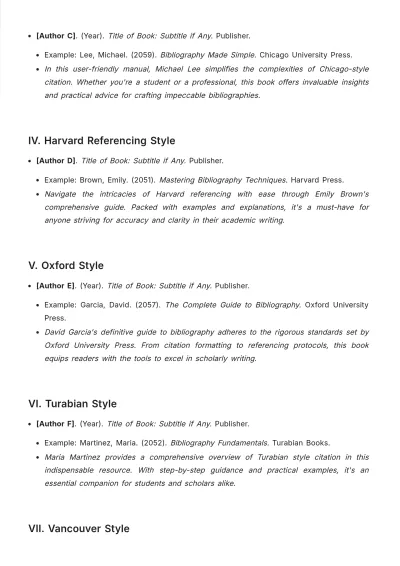 Free Bibliography for Books Template to Edit Online