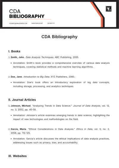 Free CDA Bibliography Template to Edit Online