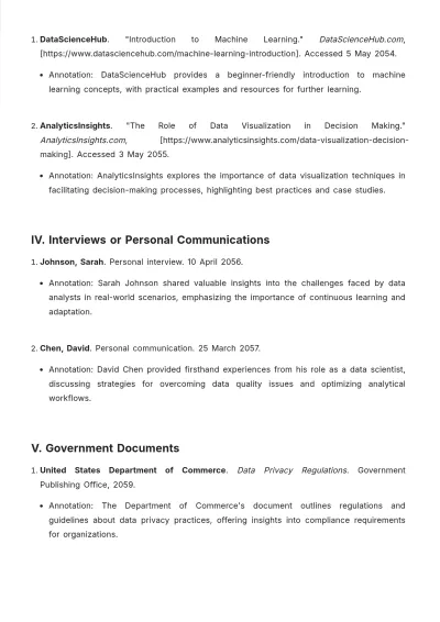 Free CDA Bibliography Template to Edit Online