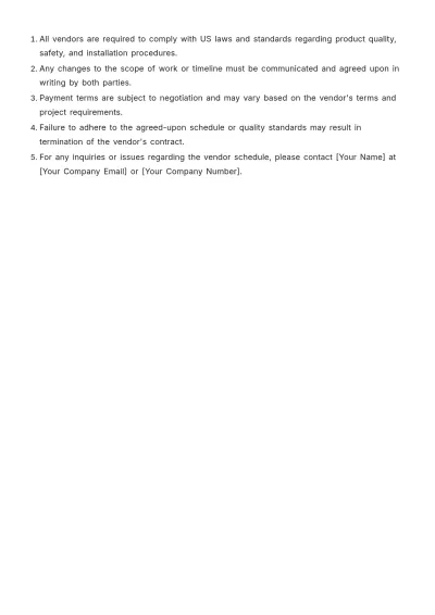 Free Interior Design Vendor Schedule Template to Edit Online
