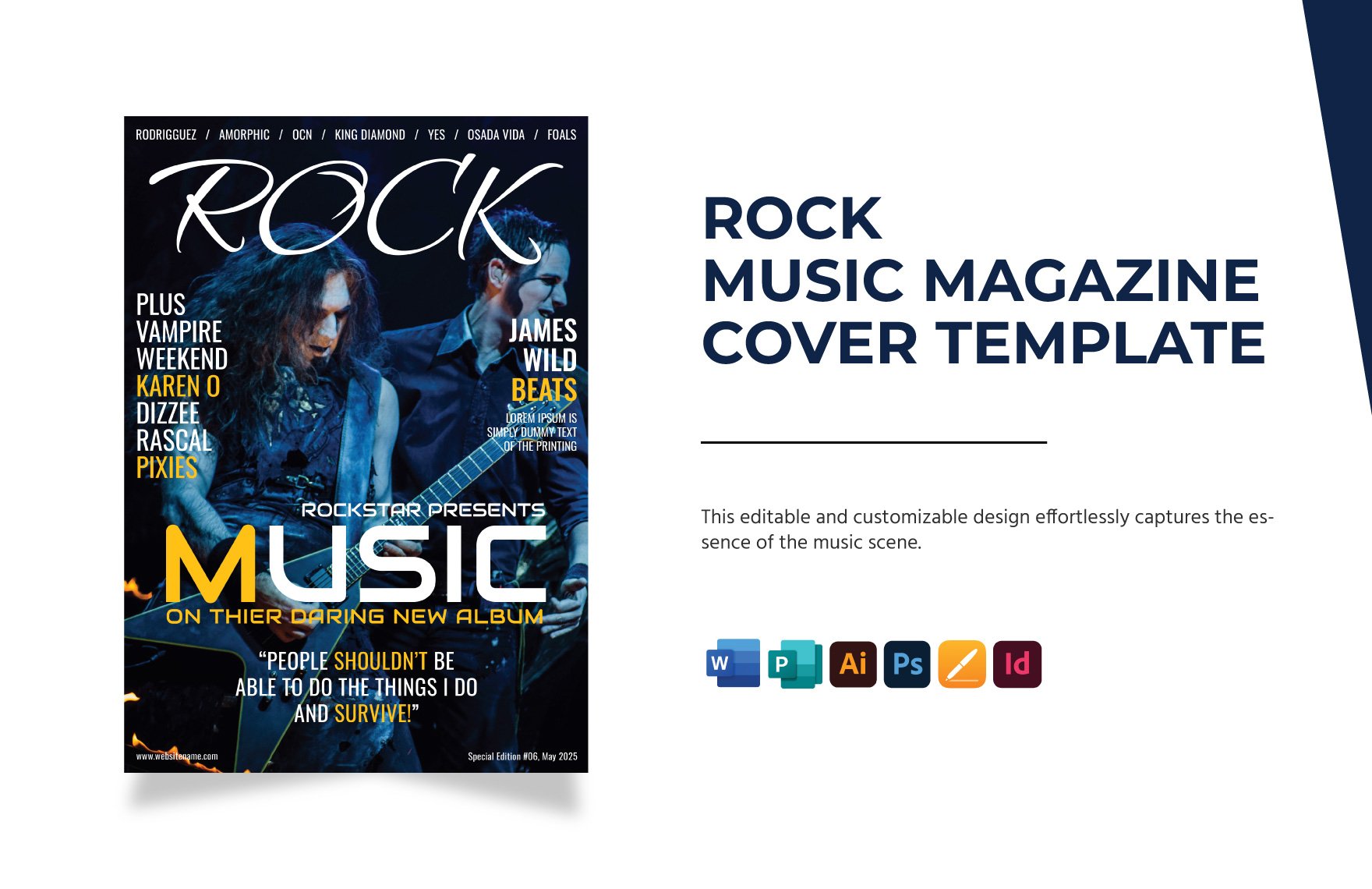 Rock Music Magazine Cover Template