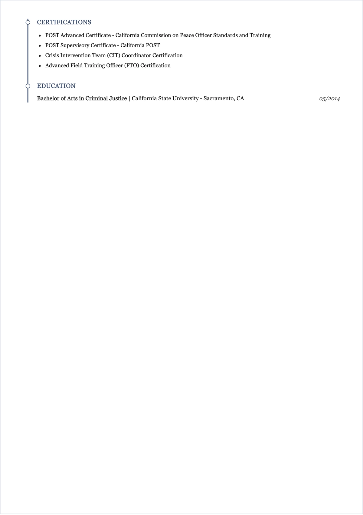 Free Law Enforcement ATS Resume Template, AI Resume Builder
