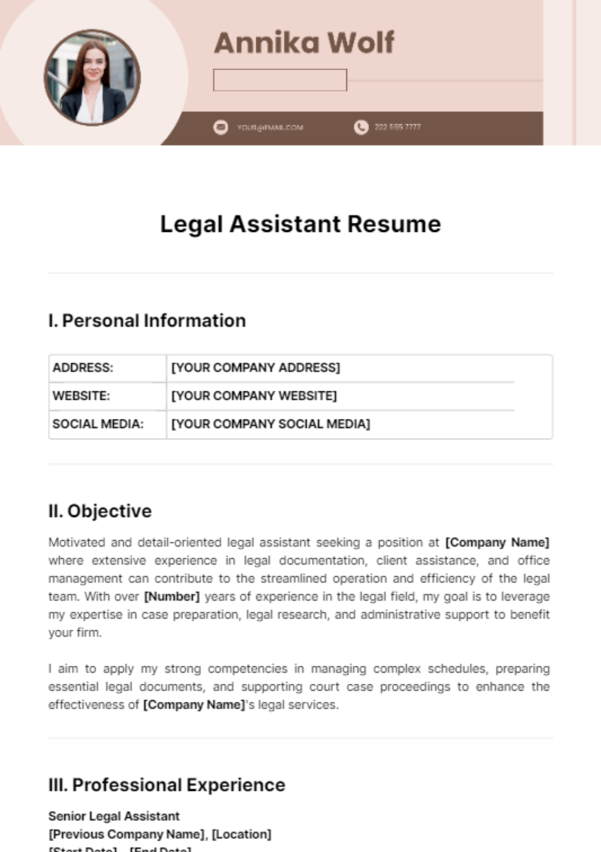 Legal Assistant Resume Template
