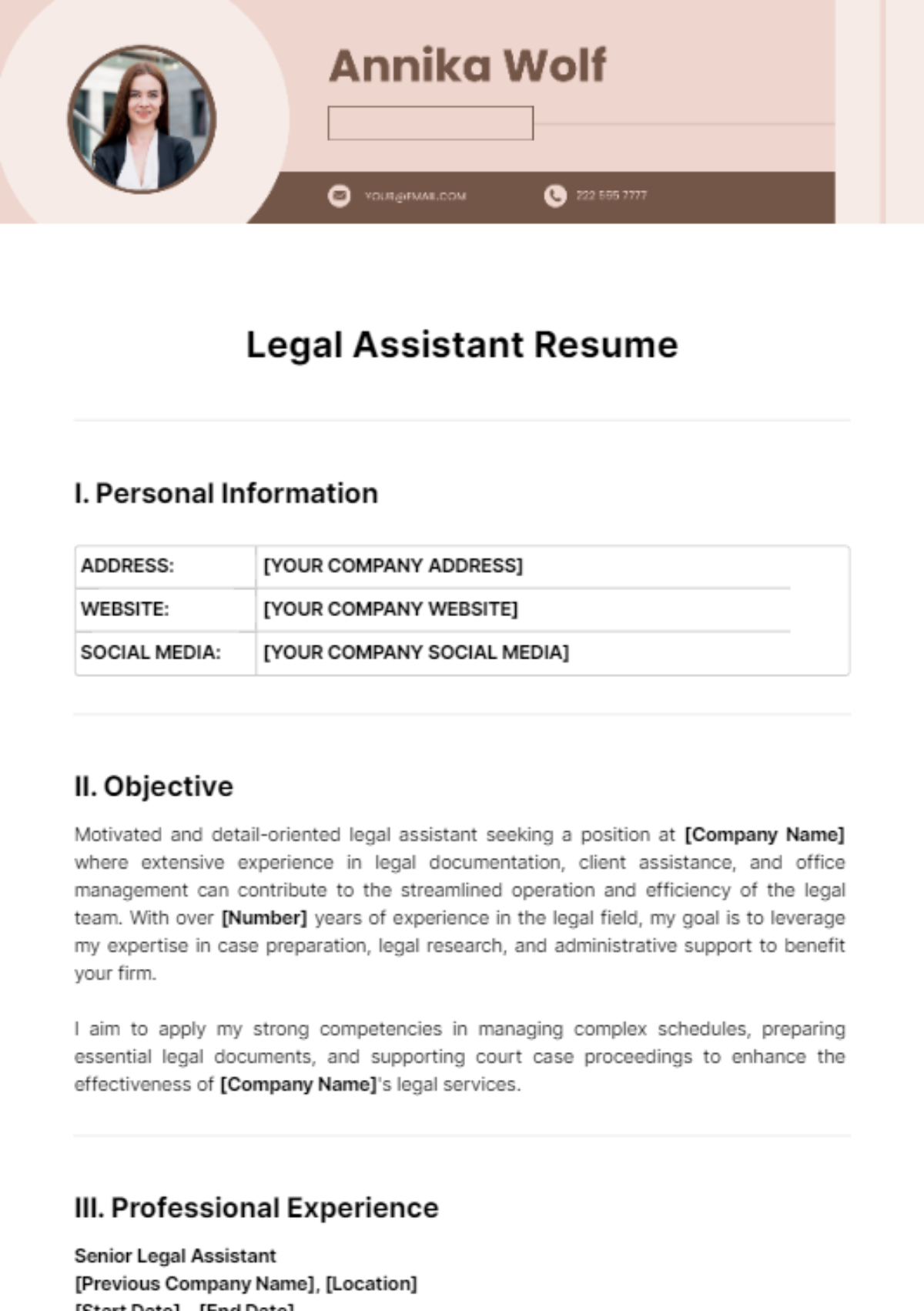 Legal Assistant Resume Template - Edit Online & Download