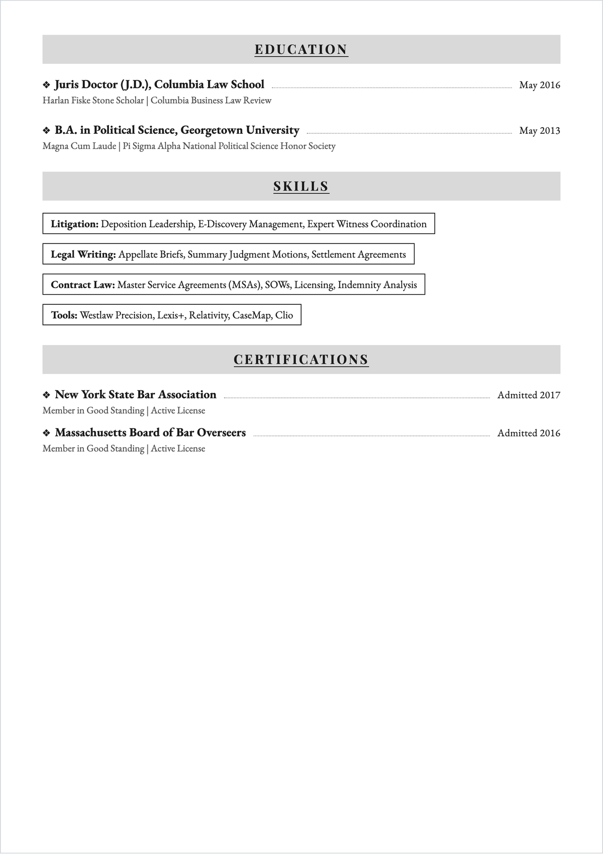 Free Lawyer ATS Resume Template, AI Resume Builder