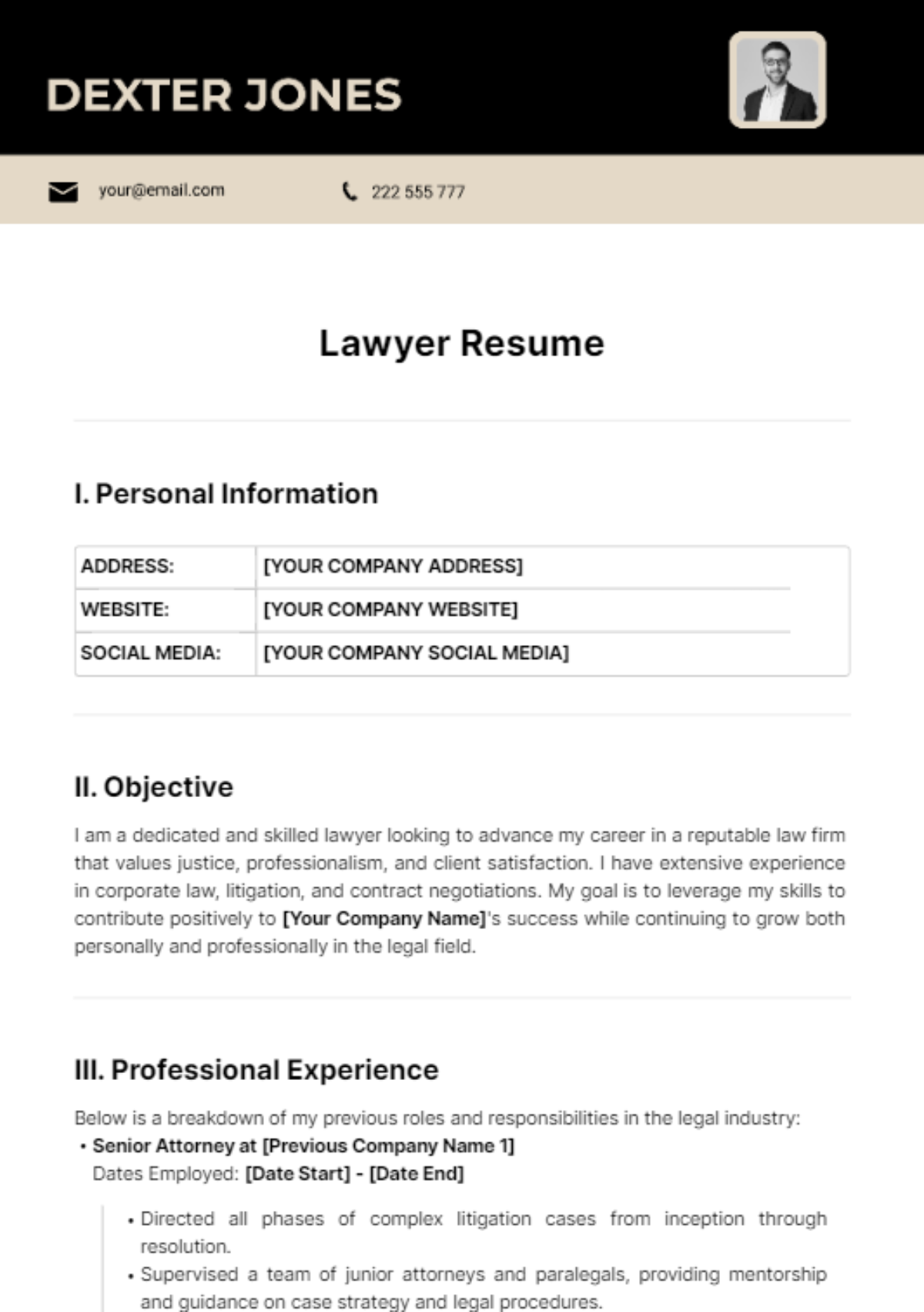 Lawyer Resume Template Edit Online And Download Example 7704