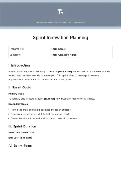 Free Sprint Innovation Planning Template to Edit Online