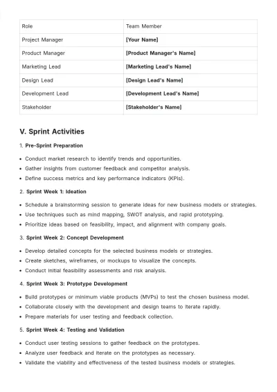 Free Sprint Innovation Planning Template to Edit Online