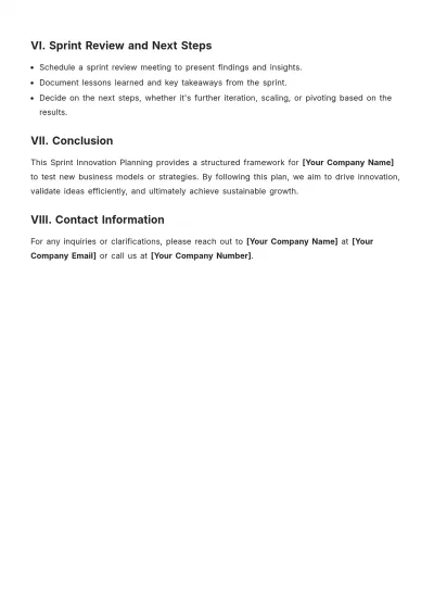 Free Sprint Innovation Planning Template to Edit Online