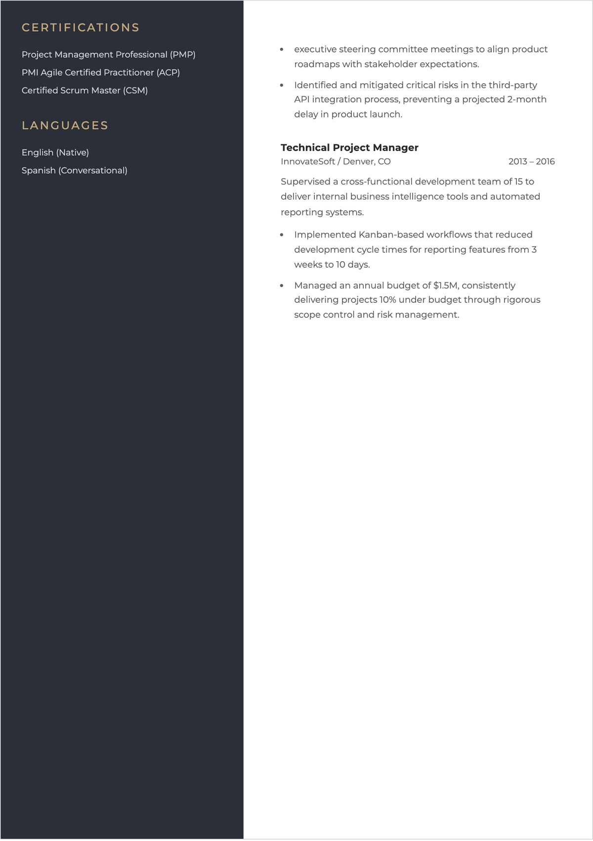 Free Program Manager Resume Template to Edit Online