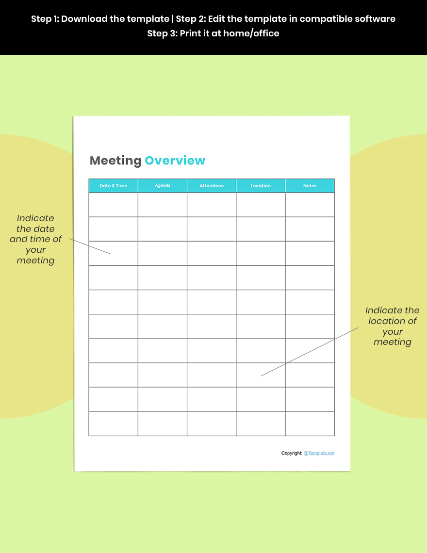 Editable Meeting Planner Template