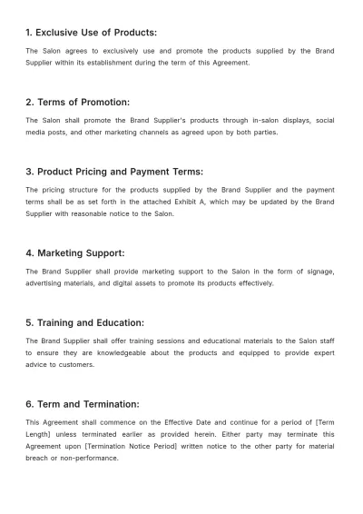 Free Salon Branding Agreement Template to Edit Online