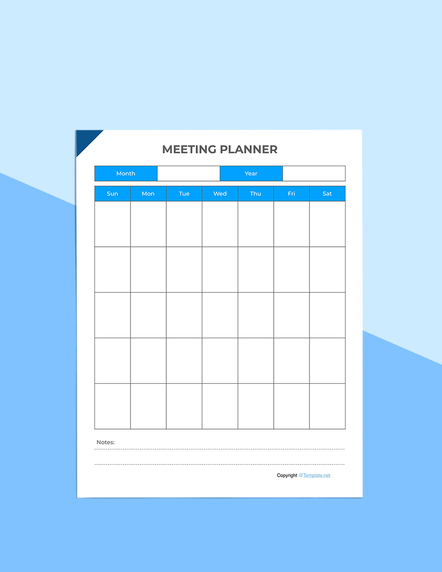 Sample Meeting Planner Template
