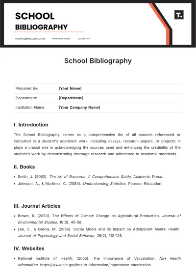 Free School Bibliography Template to Edit Online