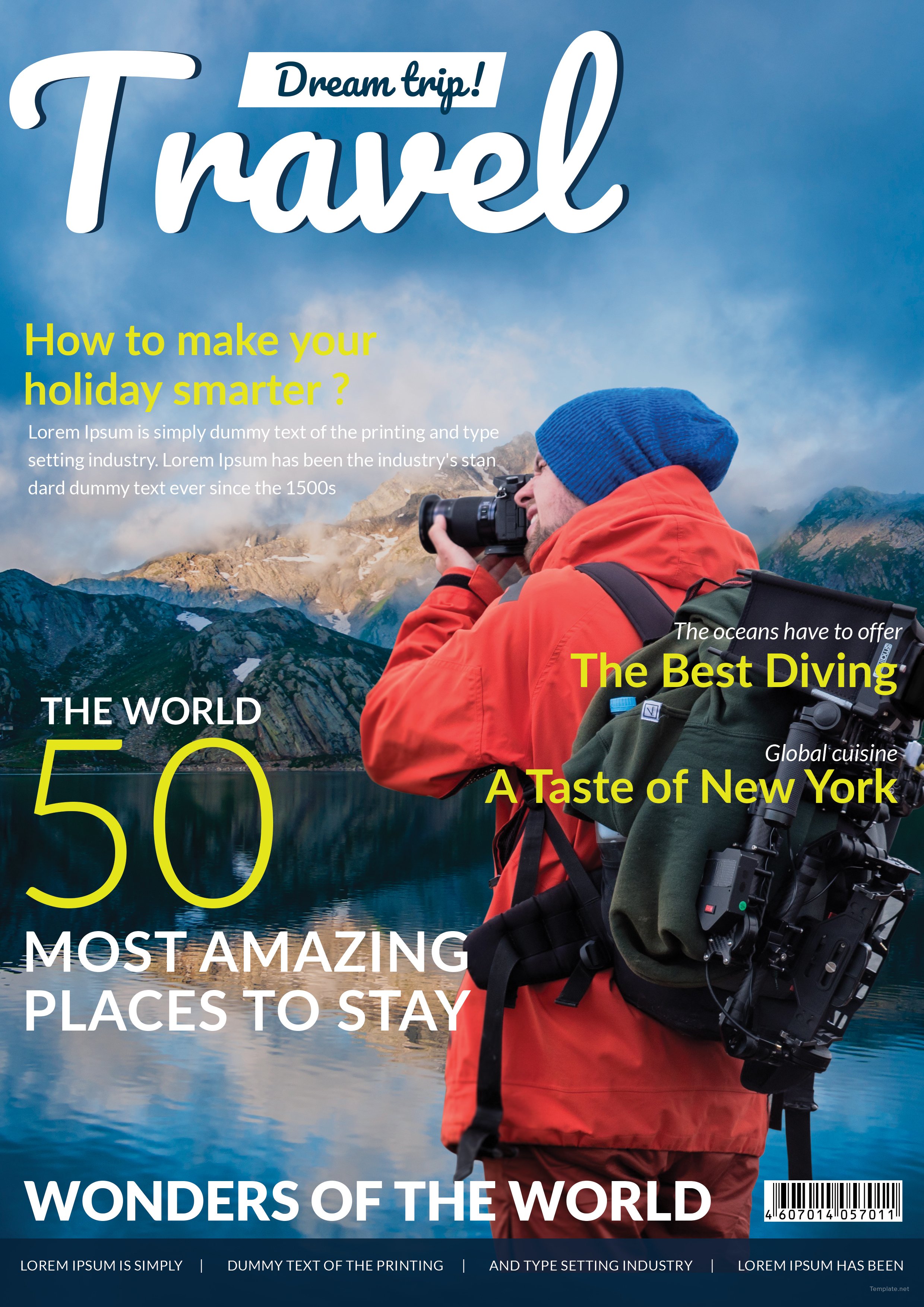 Modern Travel Magazine Cover Template in Adobe Photoshop, Illustrator ...