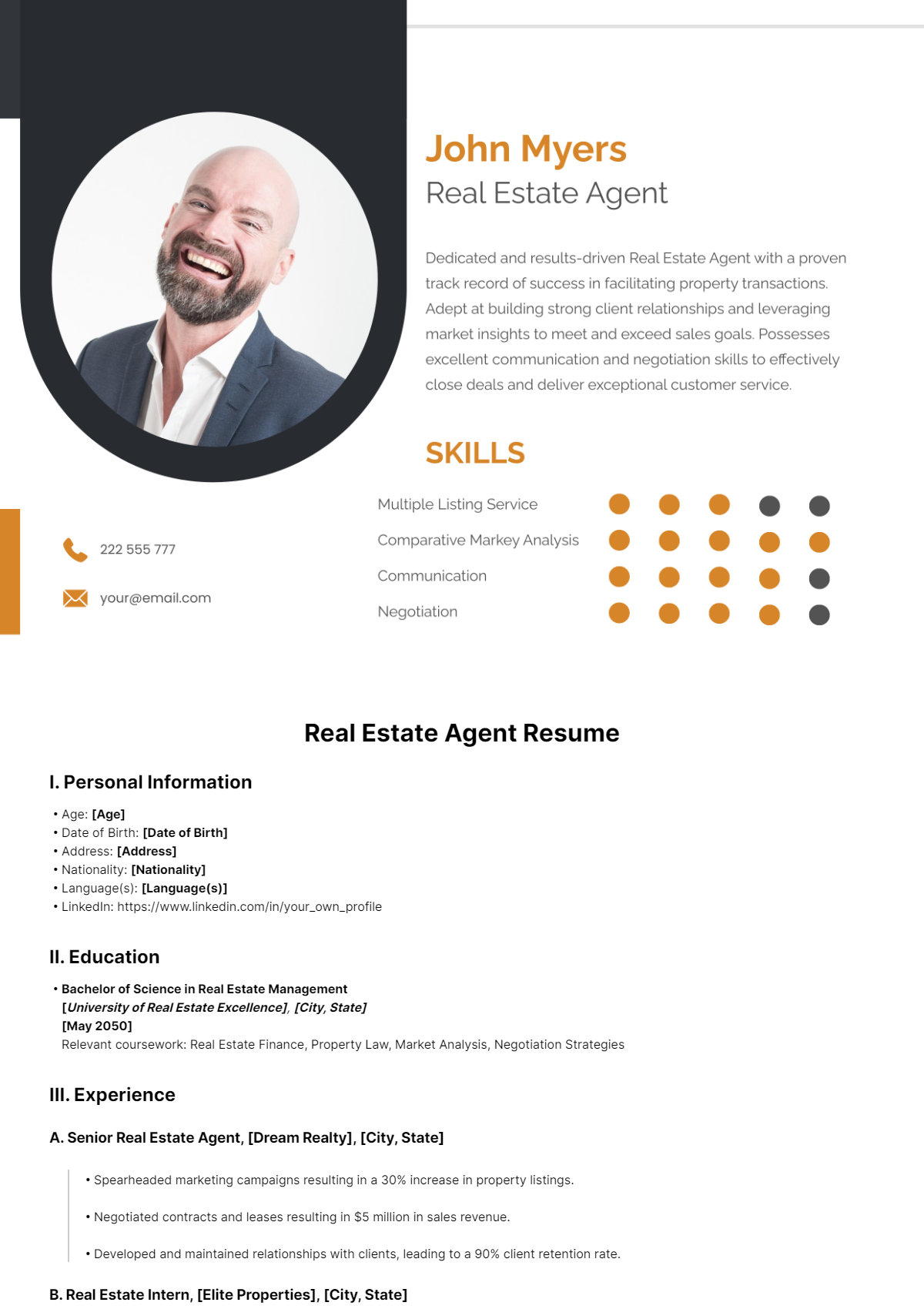 Real Estate Agent Resume Template