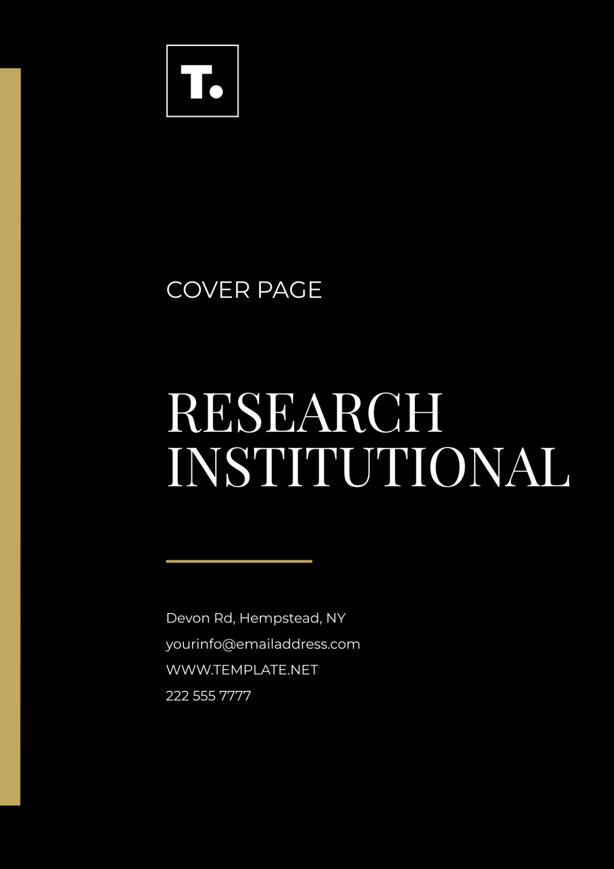 Research Institutional Cover Page
