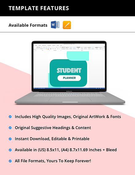 Sample Student Planner Template Editable