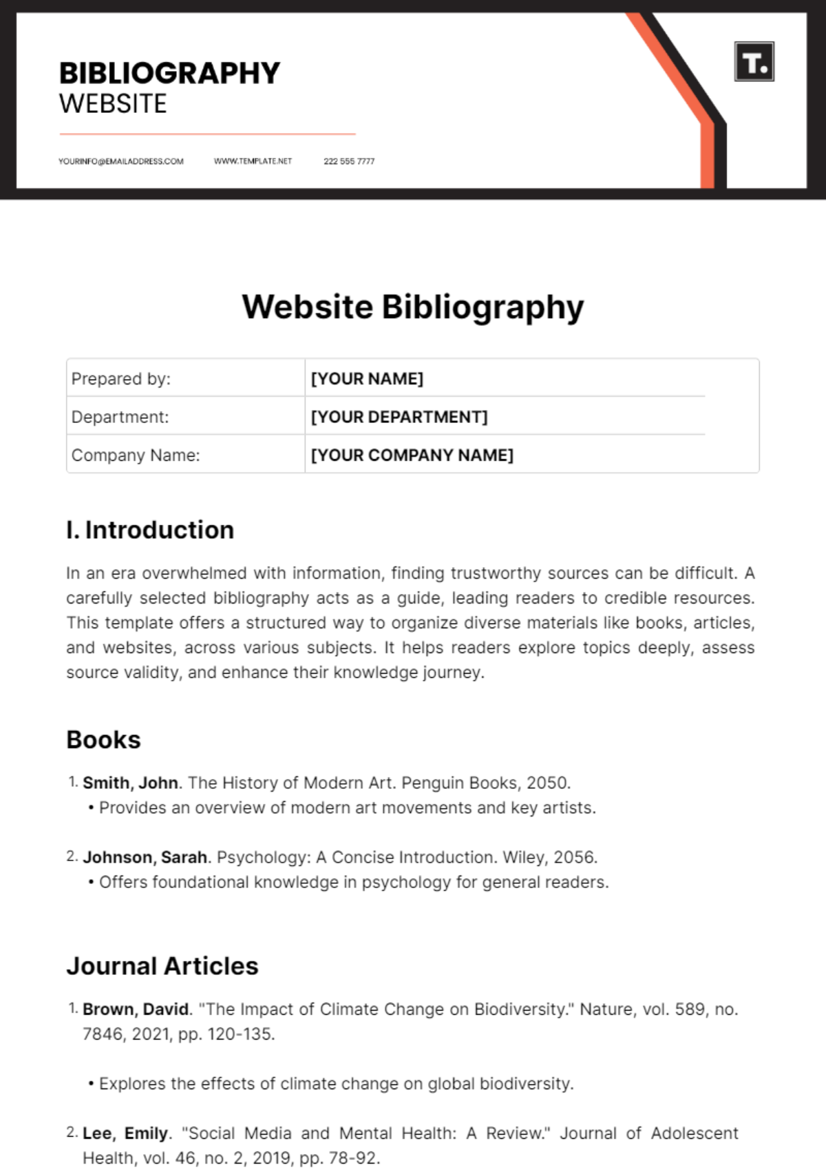 Website Bibliography Template - Edit Online & Download