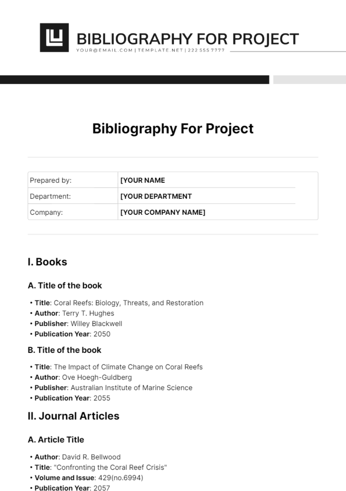 Bibliography For Project Template - Edit Online & Download