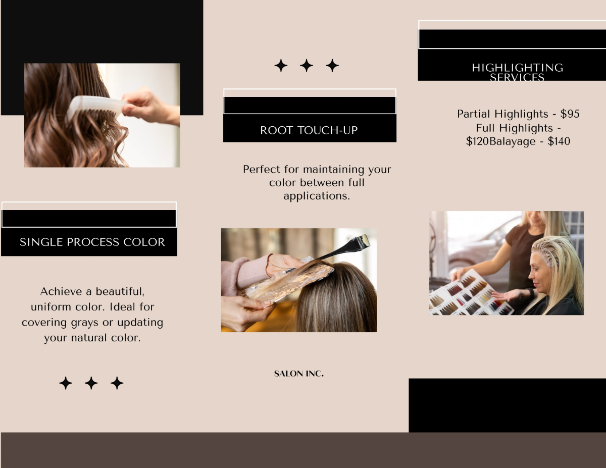 Free Salon Hair Color Brochure Template to Edit Online