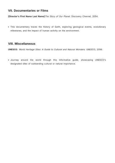 Free Middle School Bibliography Template to Edit Online
