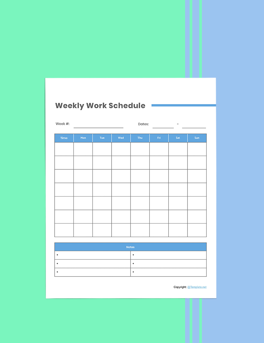 Editable Work Planner Template