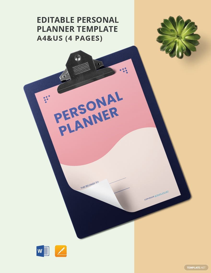 Free Editable Personal Planner Template in Word, Google Docs, PDF, Apple Pages