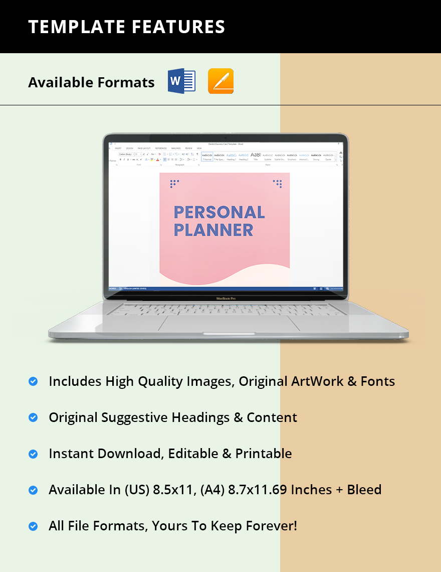 Editable Personal Planner Template Instruction