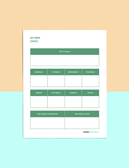 Sample Personal Planner Template Editable
