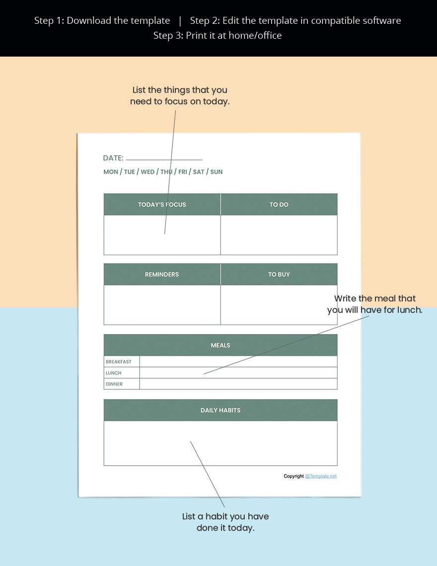 Sample Personal Planner Template