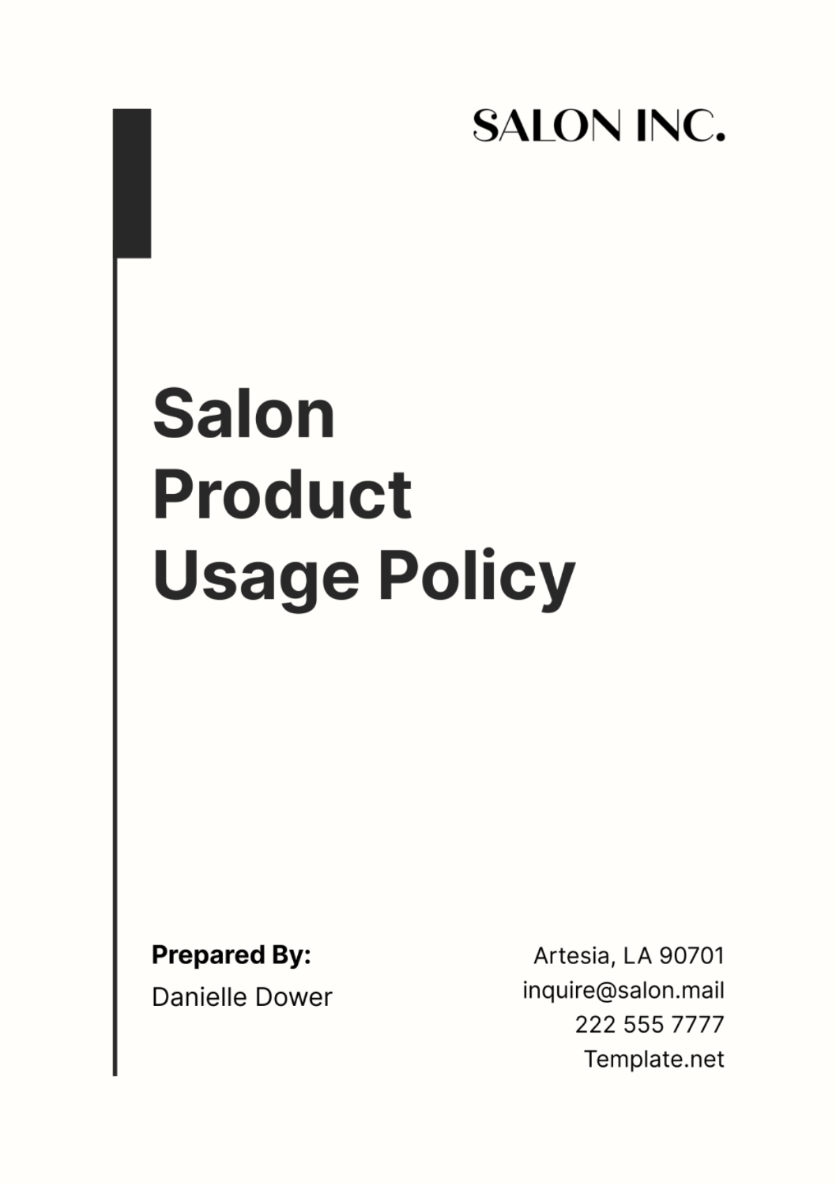 Salon Product Usage Policy Template - Edit Online & Download