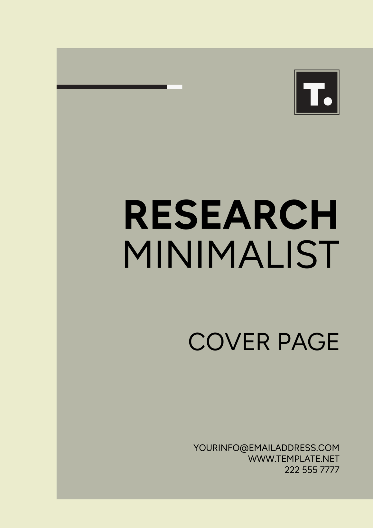 Free Research Minimalist Cover Page Template