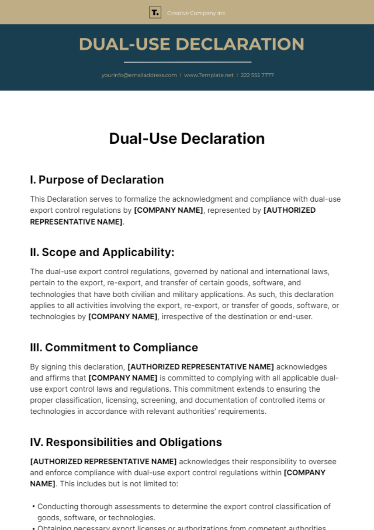 Dual-Use Declaration Template - Edit Online & Download