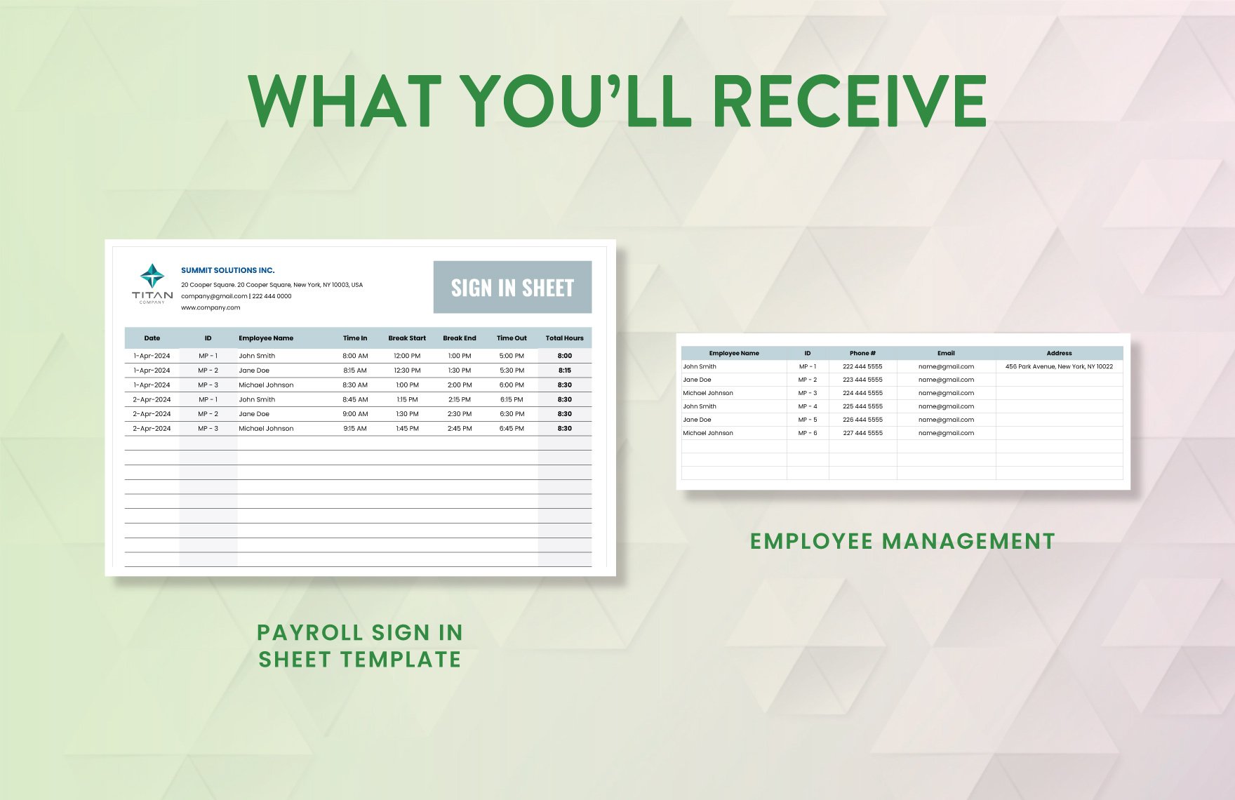 Payroll Sign in Sheet Template