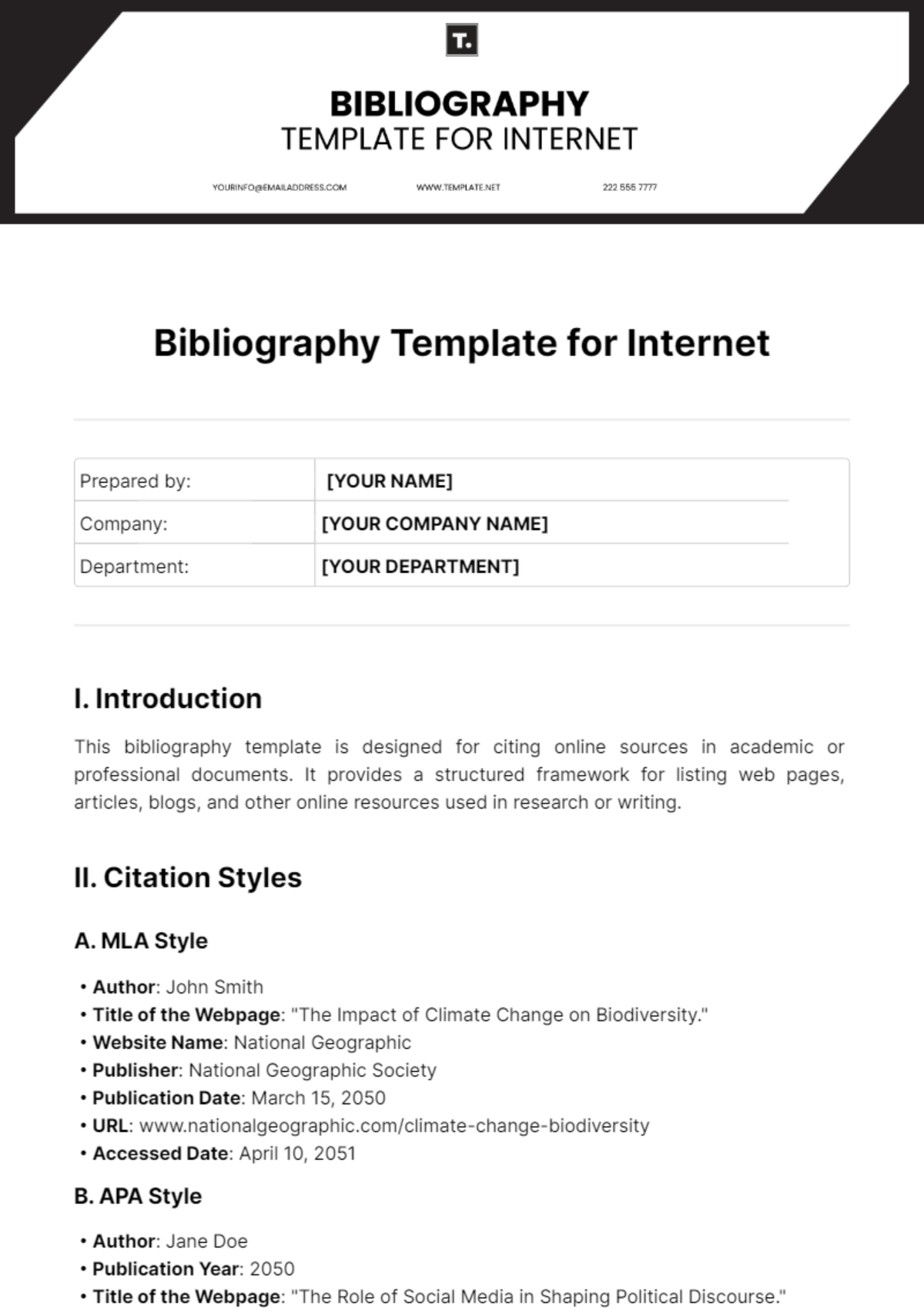 Bibliography Template for Internet Template - Edit Online & Download