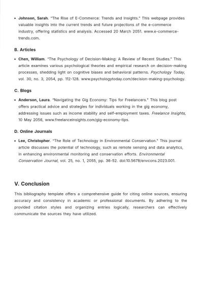 Free Bibliography Template for Internet Template to Edit Online