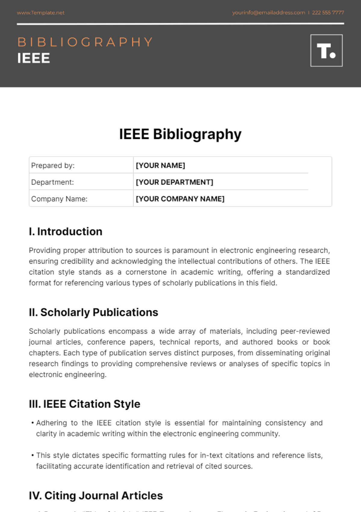 IEEE Bibliography Template - Edit Online & Download