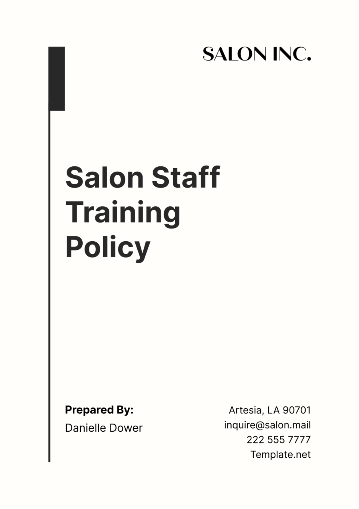 Salon Staff Training Policy Template - Edit Online & Download