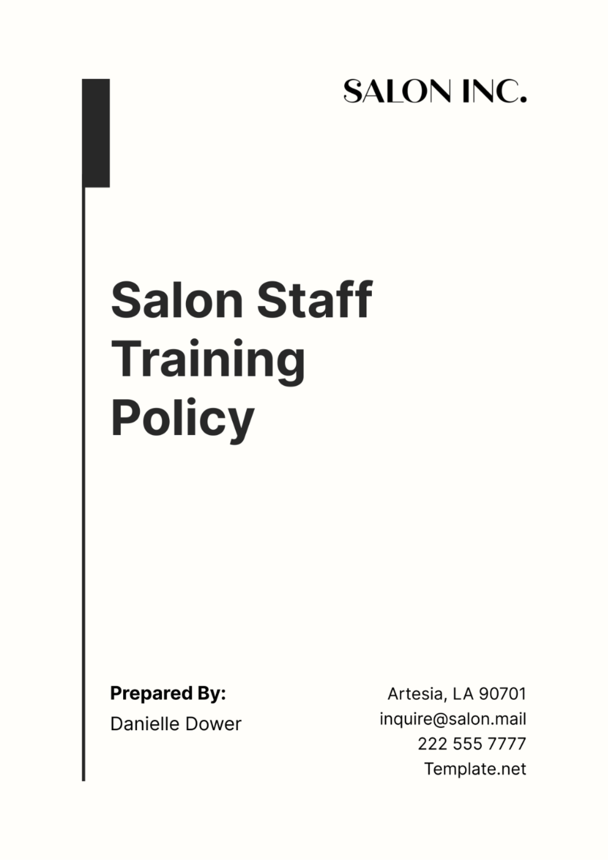 Salon Staff Training Policy Template