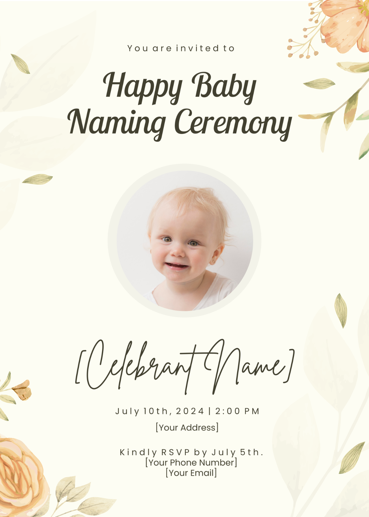 Happy Baby Naming Ceremony Invitation Template